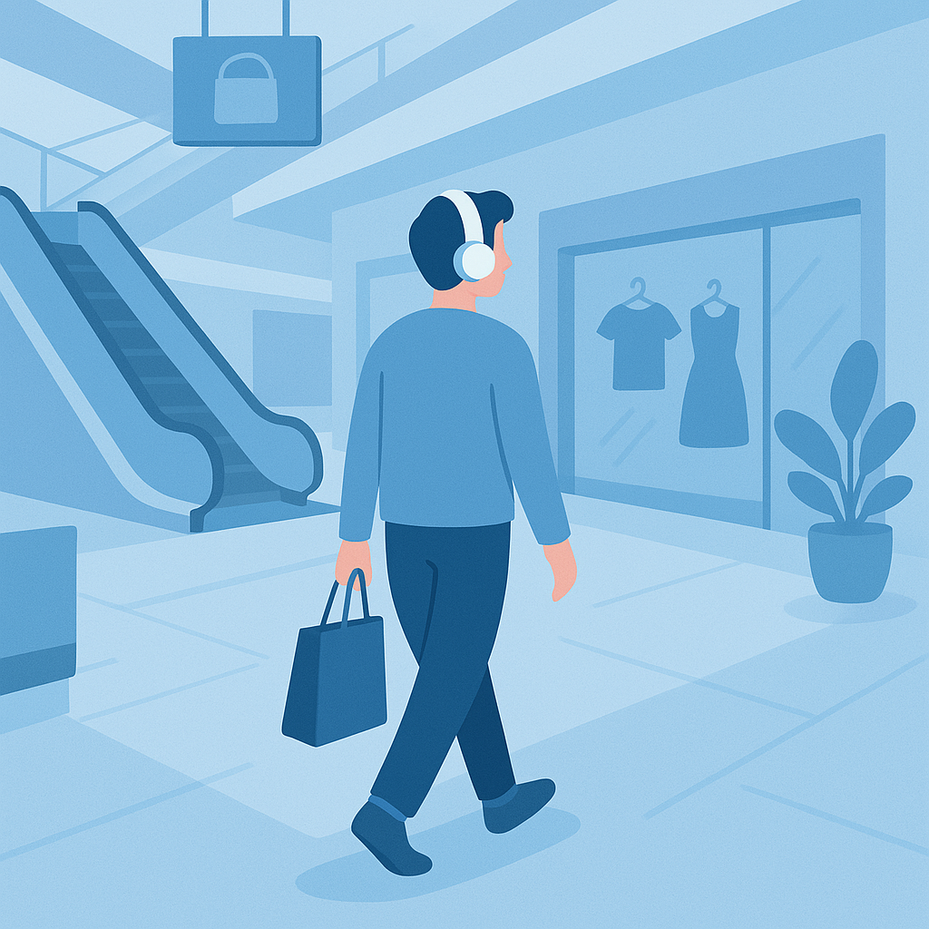 Person navigating a mall